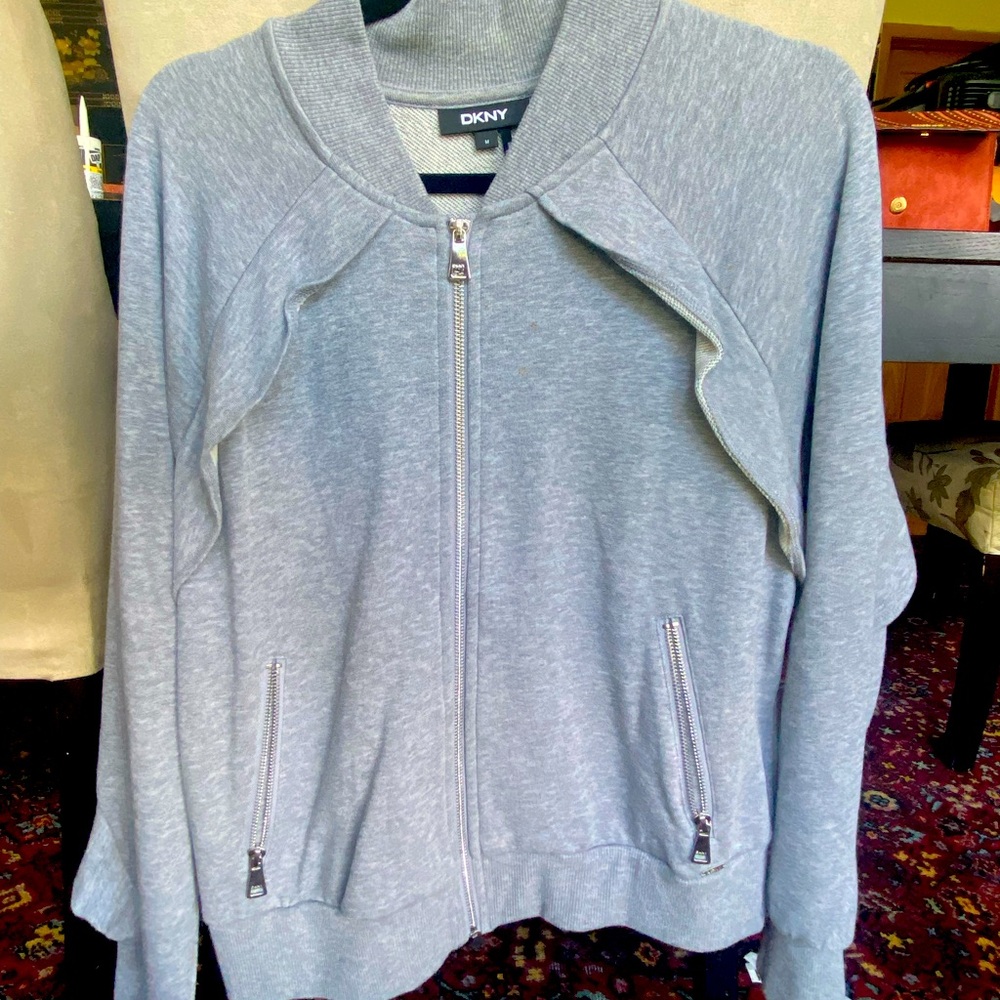 DKNY grey zip-up sweater jacket